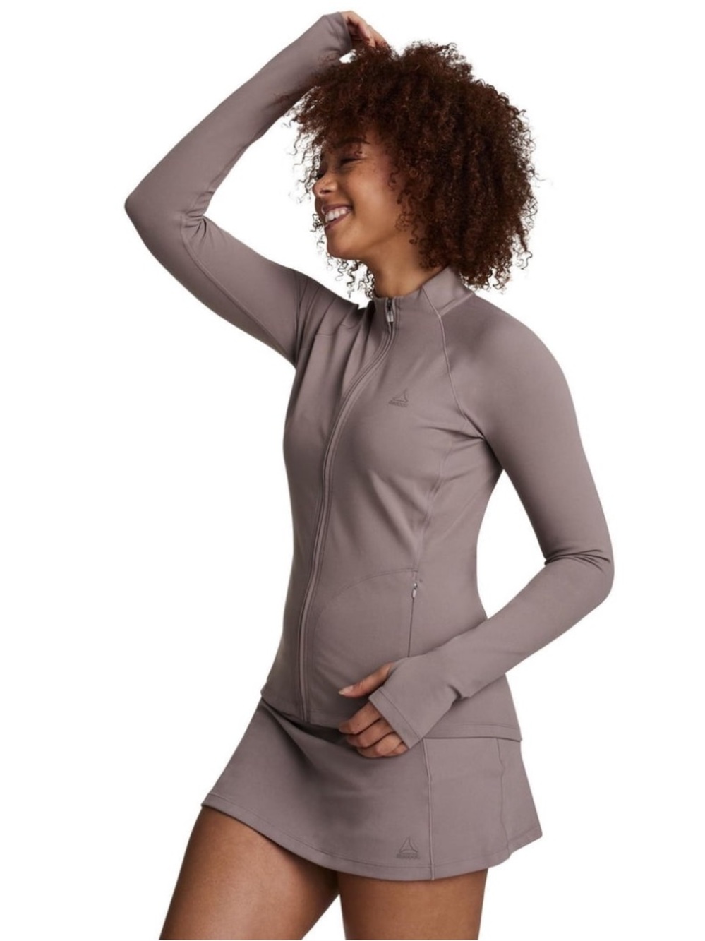reebok Women’s Long-Sleeve Zip Front Jacket - Taupe